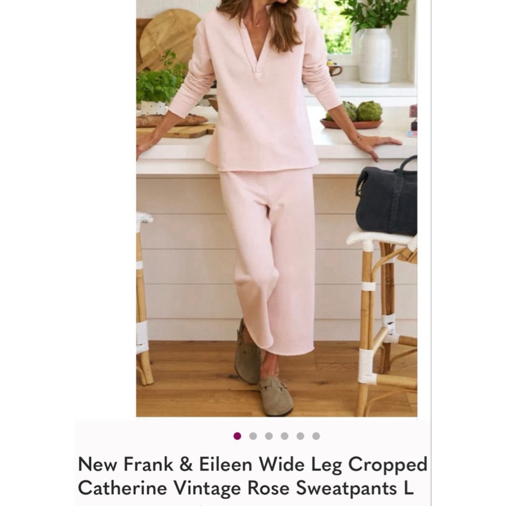 New Frank & Eileen Wide Leg Cropped Catherine Sweatpants Pink